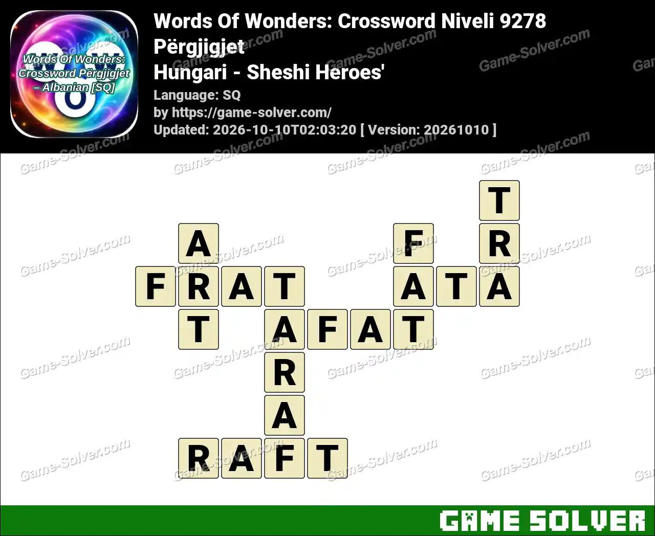 Words Of Wonders: Crossword Niveli 9278 Përgjigjet – Hungari – Sheshi Heroes’